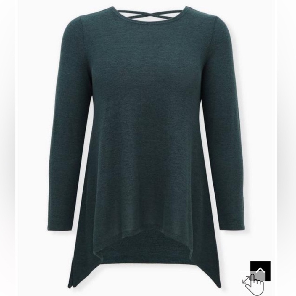 NWT Torrid Super Soft Lace Up Back Green Tunic Long Sleeve Shirt Size 2X (18/20)